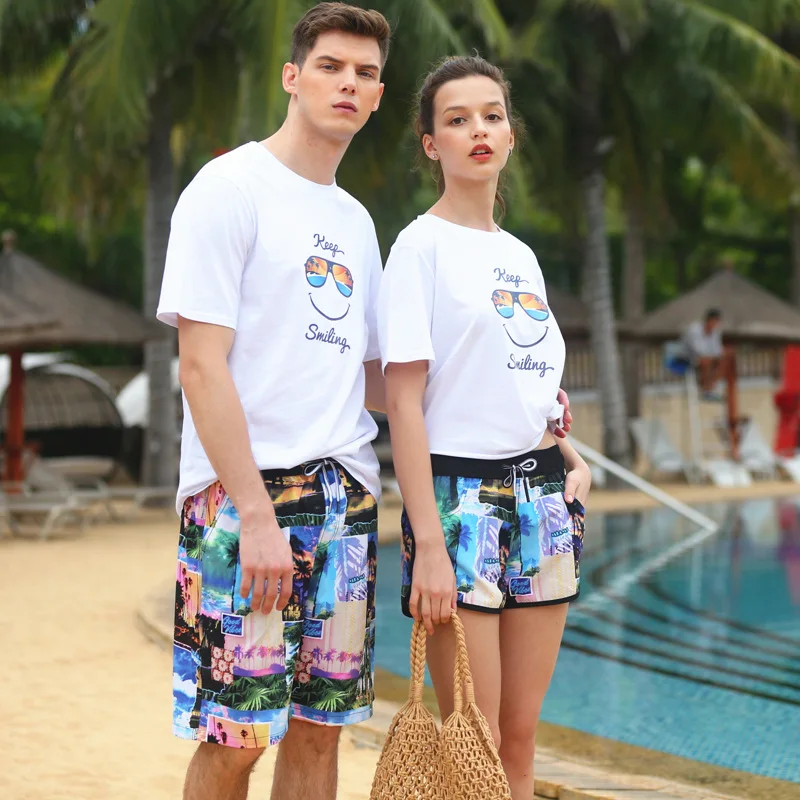 

WildSurfer 2020 Couple Swimsuit New Quick Dry Beach Shorts Mens Swimming Board Shorts Women Bermuda Surfing Short De Bain Femme