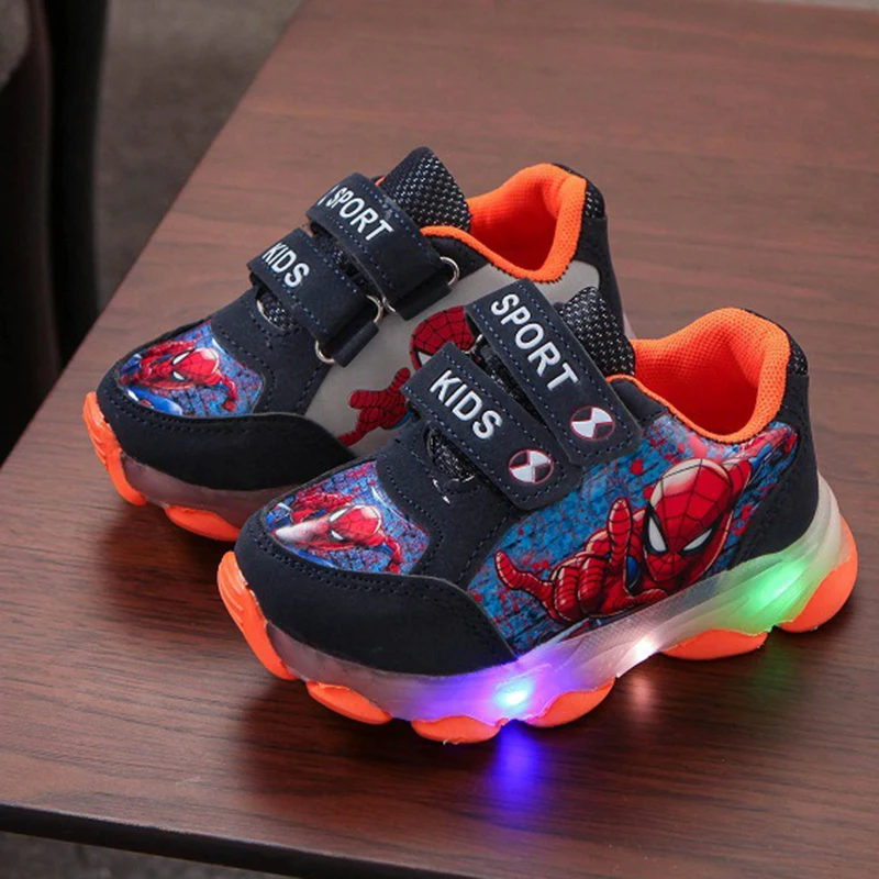 

Size 21-30 Spiderman Baby Shoes Children Glowing Sneakers Marvel Led Kids Shoes With Light-up Sole Luminous Shoes For Boys Girls