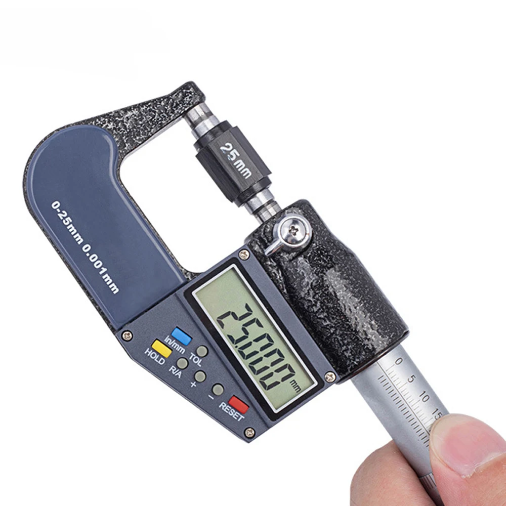 0-25mm digital micrometer 0.001mm electronic micrometer caliper gauge chrome plated outer diameter micrometer