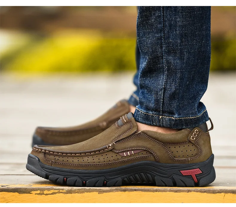 Стильные мужские удобные кроссовки водонепроницаемая обувь походная кожаные