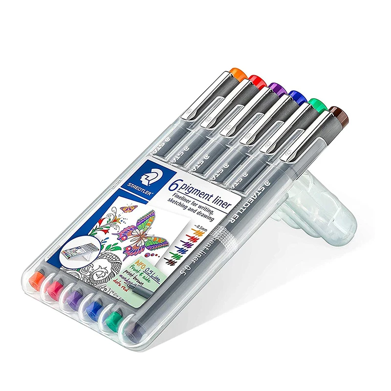 Staedtler 308 пигментный лайнер Fineliner 0 3 мм 5 Бумажник 6 различных цветов|Гелевые ручки| |