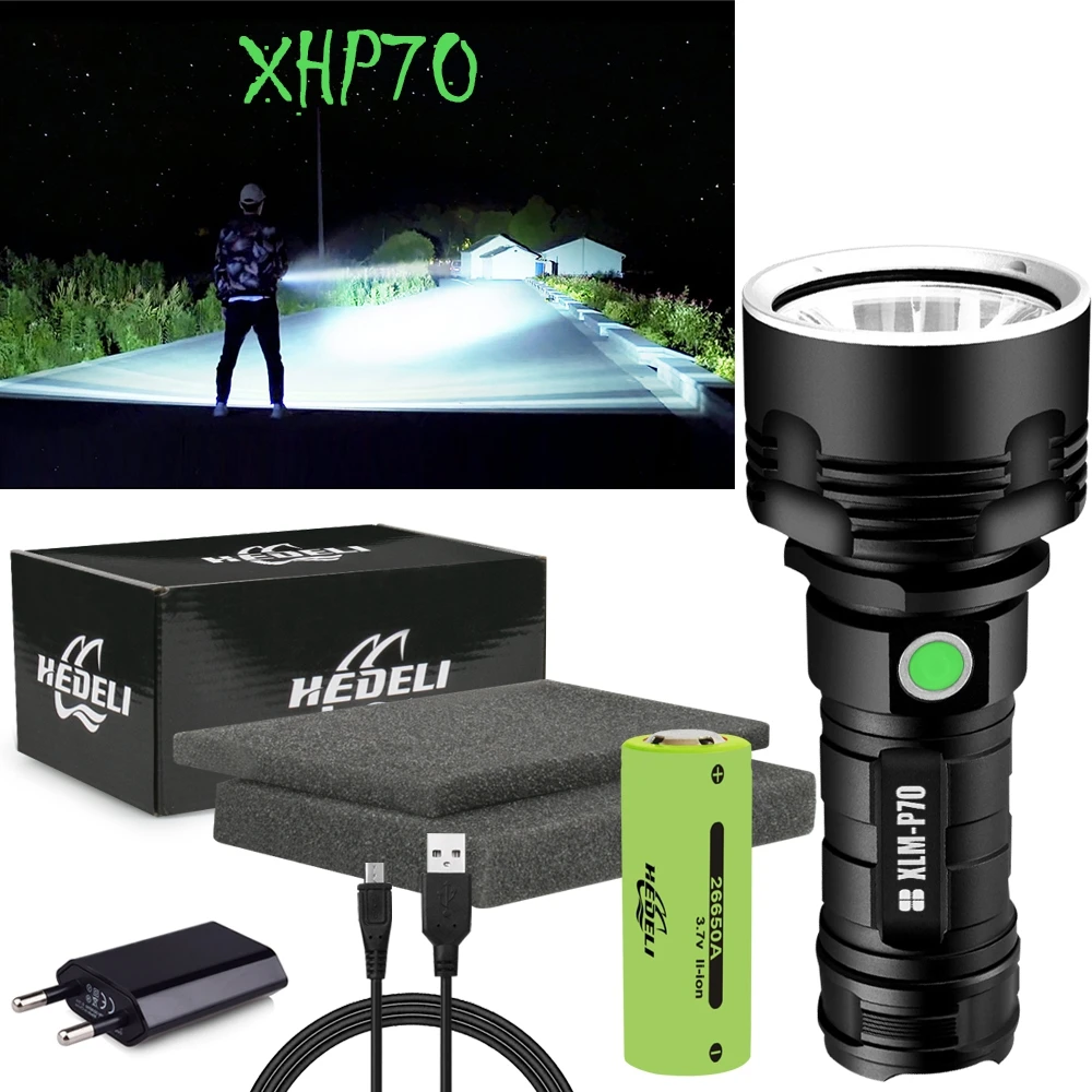 

XHP70.2 powerful led flashlight torch cree xhp70 tactical flashlights usb rechargeable flash light 18650 led lantern work lamp