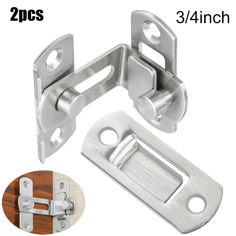 

2Pcs 3/4 Inch 90 Degree Right Angle Door Latch Buckle Hasp Sliding Lock Barrel Bolt Rotate 360 ° For Sliding Door Buckle