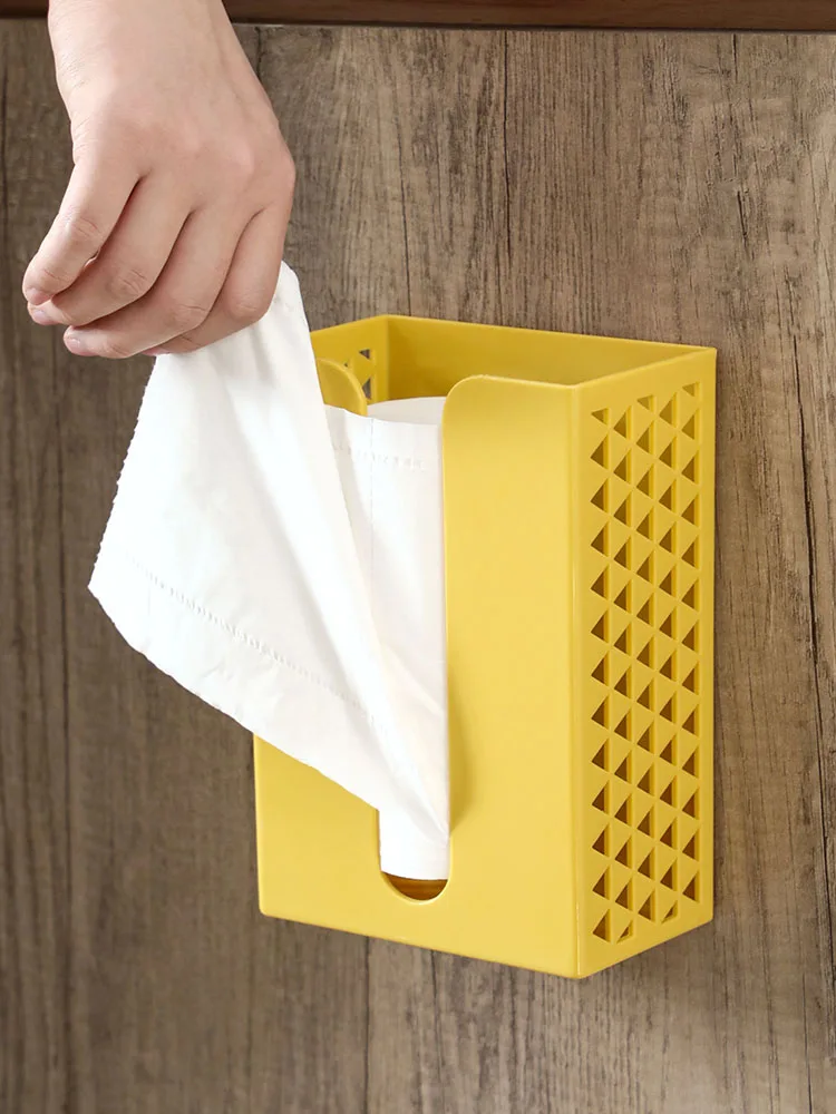 

Wall-mounted tissue box, tissue rack, kitchen, no punching box, household living room, storage box tissue boxes