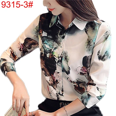Женская шифоновая блузка, рубашка,, женская одежда, длинный рукав, Blusas, шифон, женские офисные блузки, с принтом, в полоску, в горошек, для девушек, OL, Топ - Цвет: 9315-3