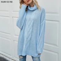 knitted turtleneck sweater women casual solid log pullover autumn winter streetwear women sweaters and pullovers s xl sizes