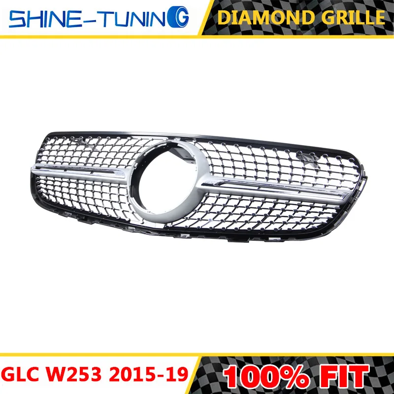 Алмазная решетка подходит для AMG style GLC Class W253 X253 GLC43 GLC200 GLC250 GLC300 GLC450 черная или