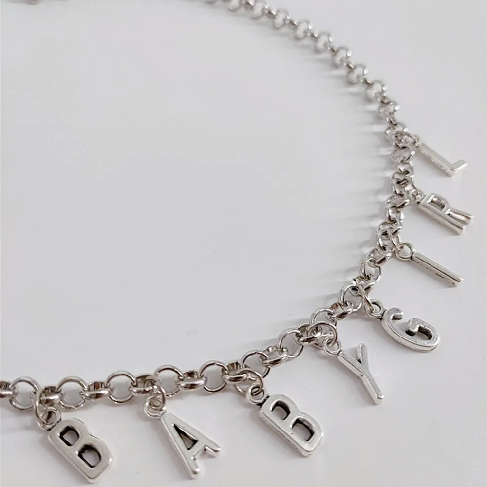 

2021 Japan and South Korea Fashion Pop Letter Star Lady Banquet Banquet Metal Alloy Pendant Necklace Trendy Jewelry