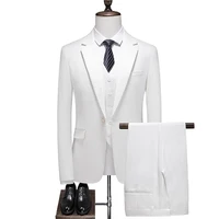 four seasons handsome suit three sets of solid color jacket vest trousers fashion business leisure office men slim suit