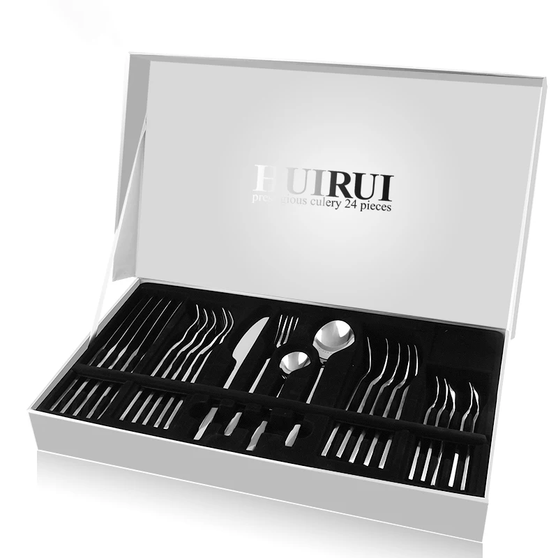 Набор столовых приборов из нержавеющей стали черный Комплект кухонной утвари с