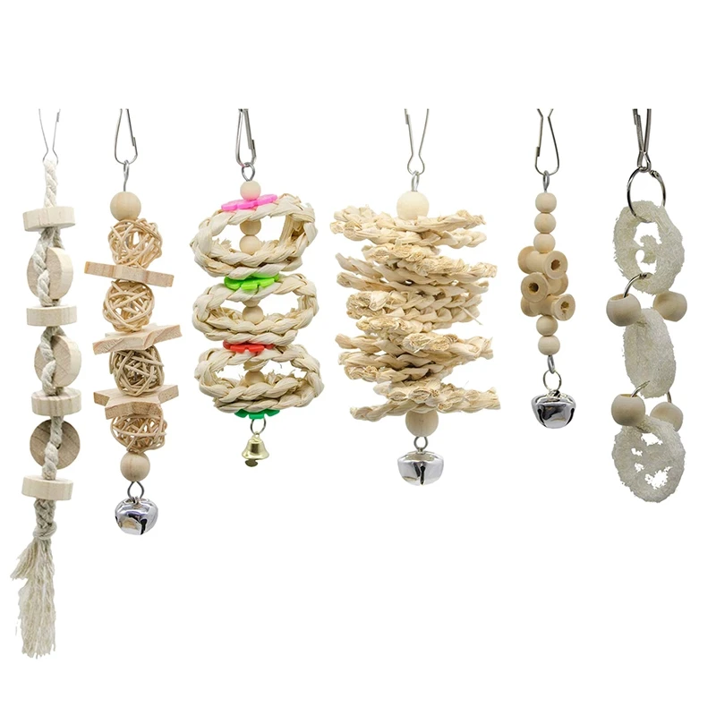 7 упаковок птица попугай качели жевательные игрушки подвесной Колокольчик из