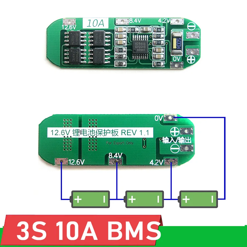 Защитная плата PCB BMS для литий ионного аккумулятора 3S 10 А 11 1 В 12 6 в 18650 3 упаковок