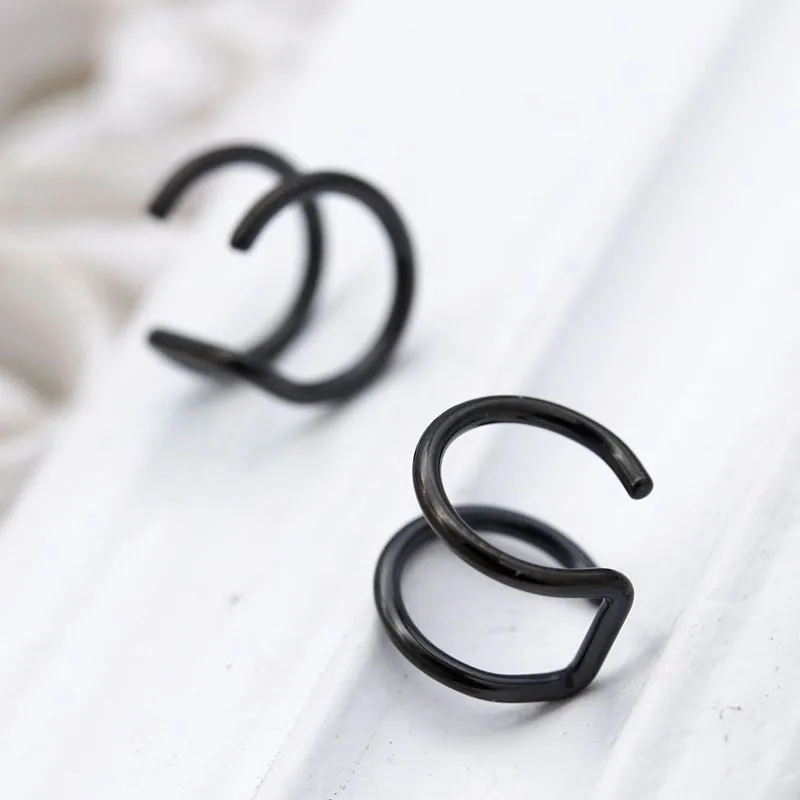 

Popular Minimalist Ear Clip For Men And Women Double Coil U-Shaped Three Color Earrings
