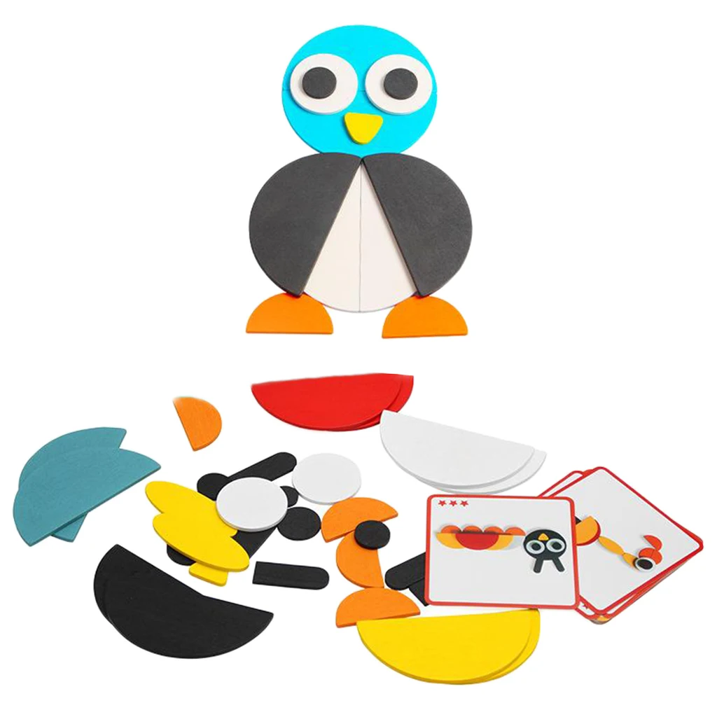 

Wood Puzzles Pattern Blocks for Kids Children Toy Animal Shape Geometric Jigsaw