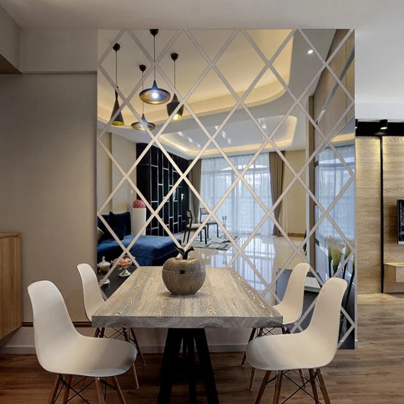 

Modern Fashion DIY 3D Stickers Mirror Sticker Home Living Room Decoration Alloy Acrylic Mirror Luxury