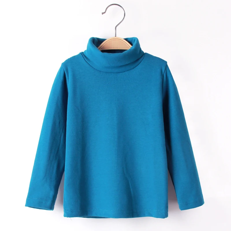 solid blue Новые осенне-зимние футболки для мальчиков и девочек 17 цветов, стильные детские топы с длинными рукавами для девочек, футболка одежда для малышей и больших детей унисекс - Цвет: solid blue