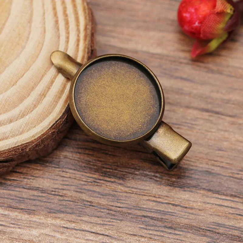 10 шт. Круглый лоток для Настройки камеи с бронзовым покрытием 18 мм основание