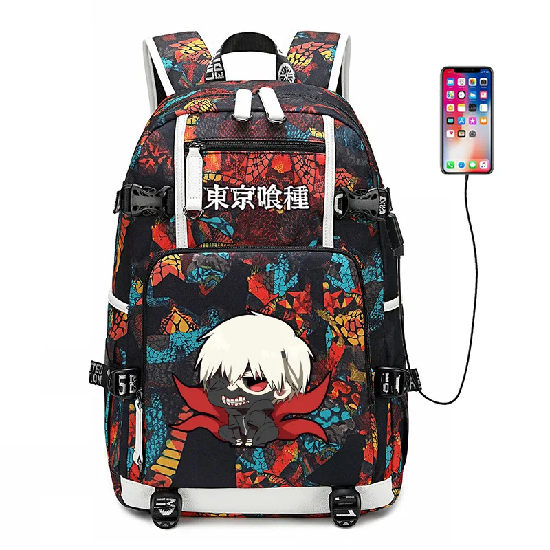Токийский Гуль Kaneki Ken рюкзак с USB-портом Сумка узором в виде змеи школьные ранцы