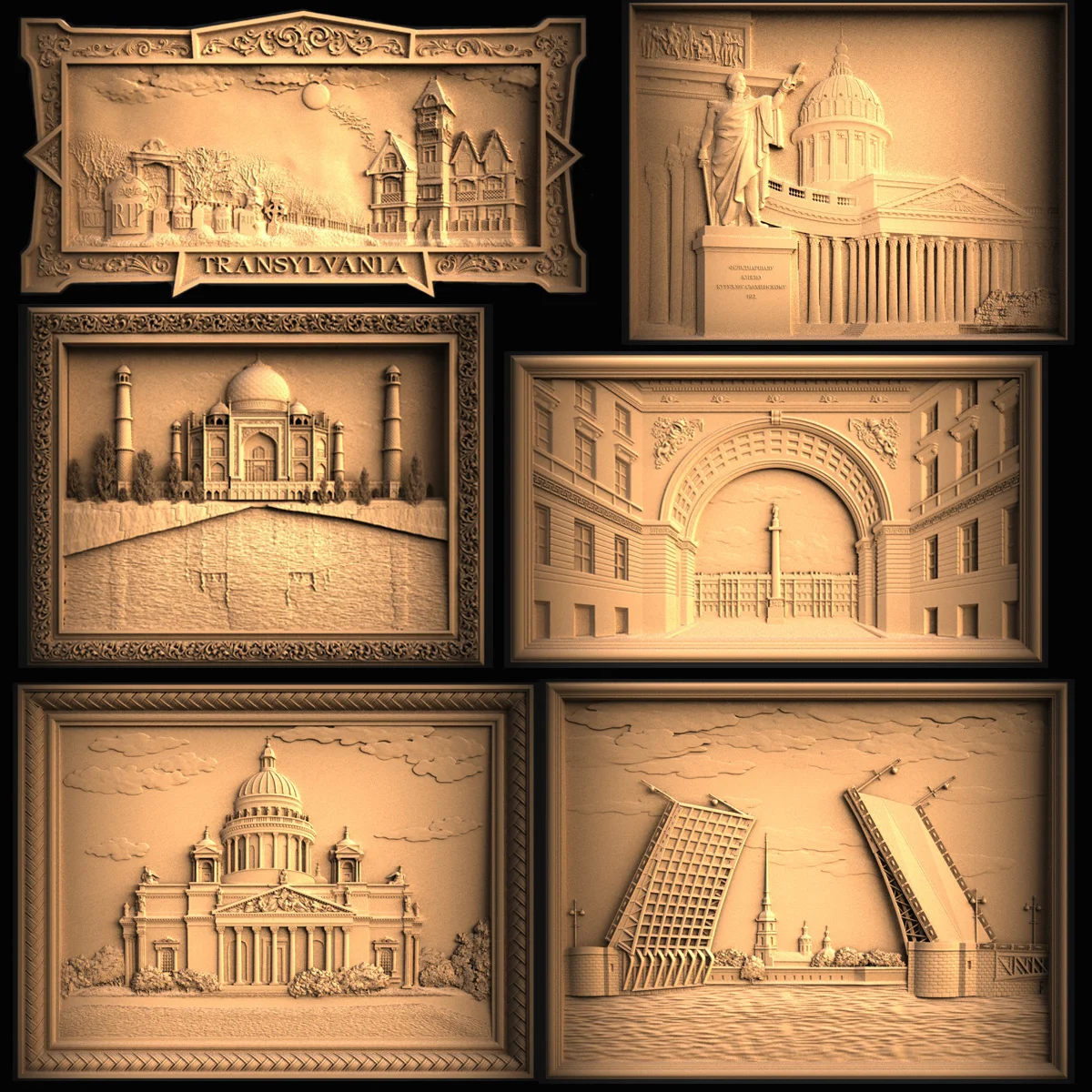Модель 3d STL для ЧПУ-роутера 6 шт. формат Artcam аспирированный _ Тадж-Махал/Белый дом |