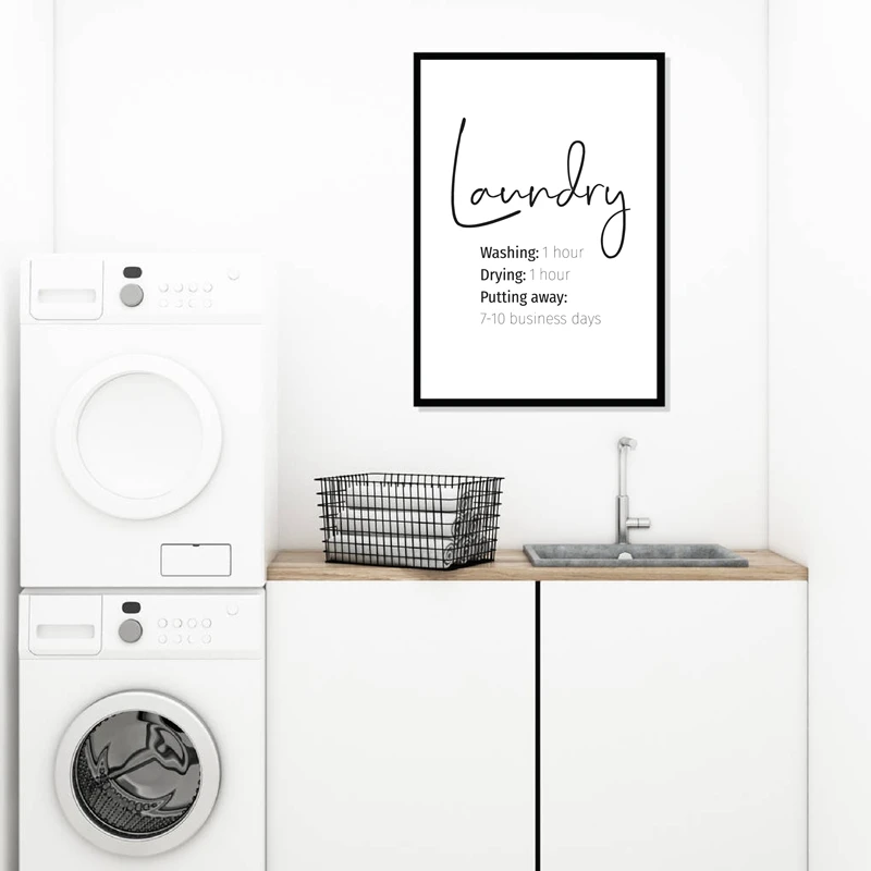 Прачечная печать Прачечная декор комнаты, смешные символы Laundry Типографика плакат стены художественное полотно живопись минималистическое украшение
