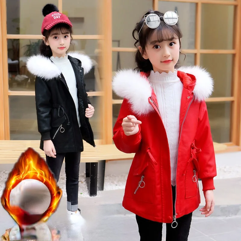 

Детский зимний теплый комбинезон со съемным меховым воротником и капюшоном, верхняя одежда, детская одежда, плотная куртка на молнии, пальт...