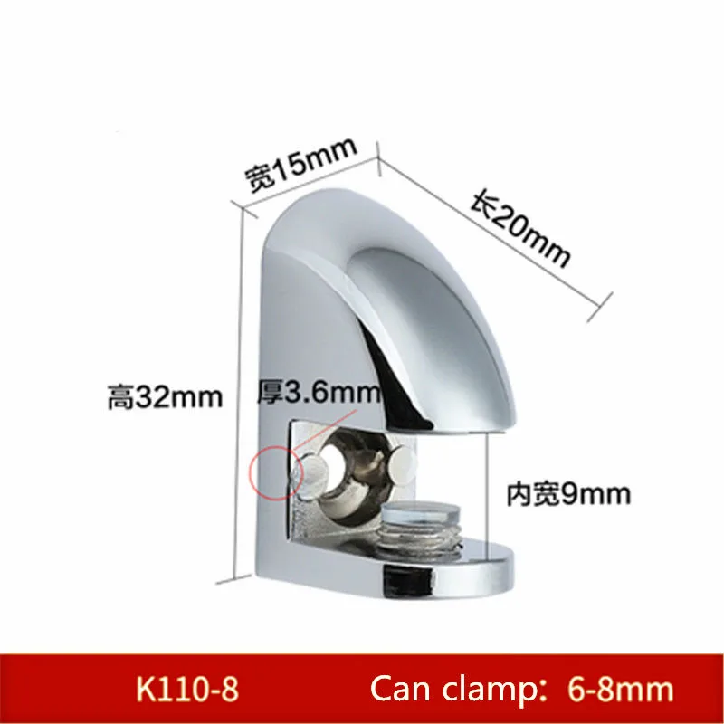 4pcs Glass Clamp Plated Brackets Zinc Alloy Chrome finish Shelf Holder Support Brackets Clamps For 6-8mm 8-10mm 10-12mm