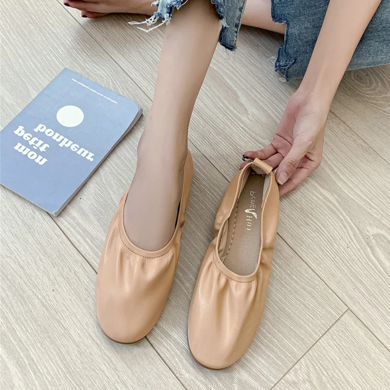

Round Toe All-Match Shallow Mouth Slip On Shoes For Women Modis Casual Female Sneakers Flats Slip-on 2021 Retro Dress Summer Boa