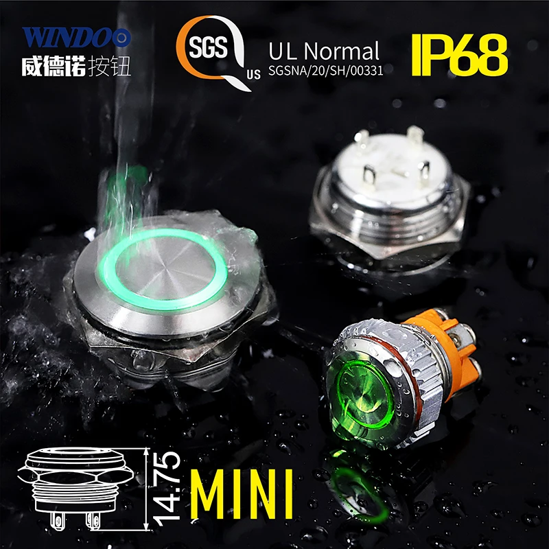 Мини такт водонепроницаемый IP68 металлический ультратонкий переключатель с