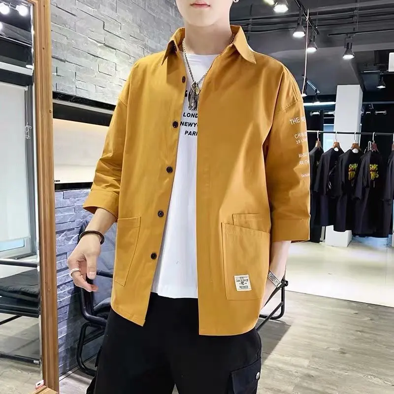 

Autumn Casual Dress Men's Shirt Men Streetwear Polyester Regular Chic HOLIDAY Formal Turn-down Collar Full Camisa M-XXL