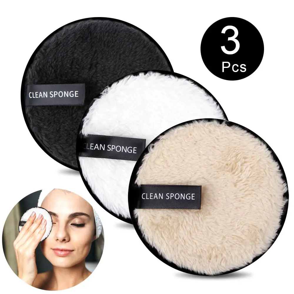 

3Pcs Makeup Remover Pads Microfiber Reusable Face Towel Make-up Wipes Cloth Washable Cotton Pads Skin Care Cleansing Puff