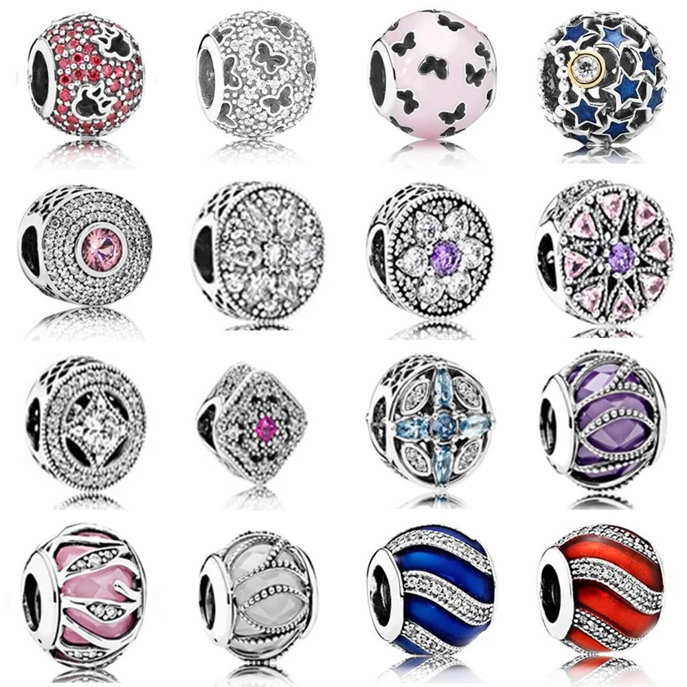 

NEW 925 Sterling Silver Butterfly Hollow Clear Crystal Sparkling Original Fits Original Design Charms Bead Collocation Bracelets