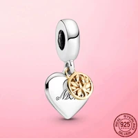 new 925 sterling silver two tone family tree heart dangle charm fit pandola bracelet 2021 diy fine jewelry mothers day gift hot