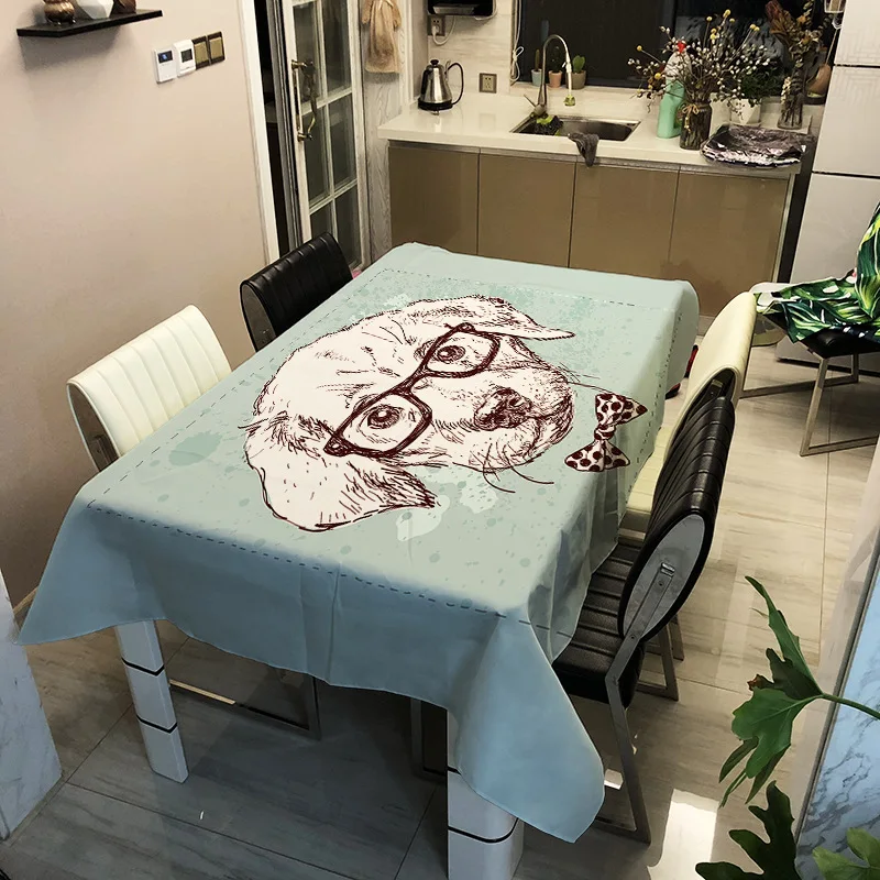 

Modern style household animal printing washable decorative household waterproof tablecloth