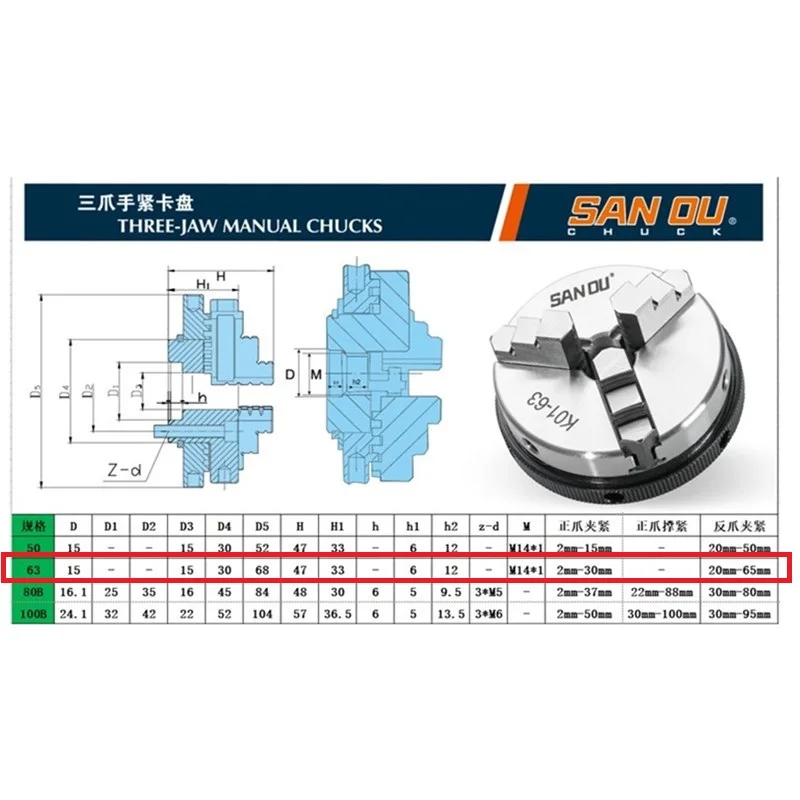 Sanou патрон Резьбовое крепление для точного токарного станка с ЧПУ 63 мм 2 5 дюйма