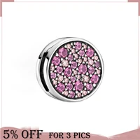 2021 spring hot sale 925 sterling silver beads pink pav%c3%a9 clip charm fit original pandora bracelet women jewelry gift