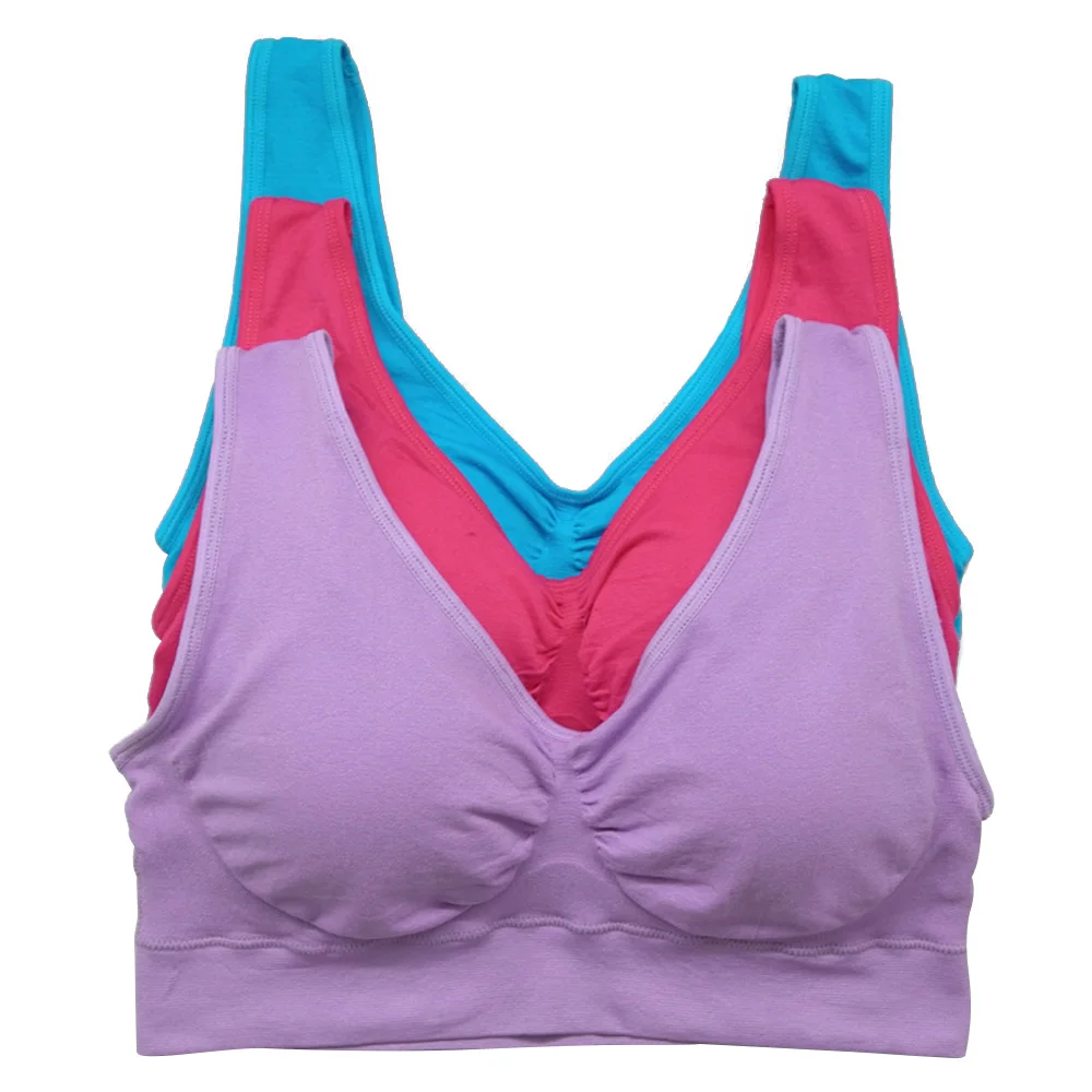 

Sexy Women Fitness Push Up Crop Top Seamless Sexy cotton blended Shakeproof Underwear Breathable Brassiere Support Bra Big Size