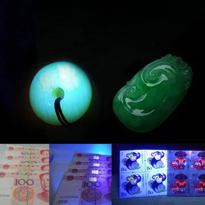 Высокая мощность УФ 365nm Led Flashilight флуоресцентный черный свет желтый белый вспышка лампа фонарь ювелирные изделия камень освещение обнаружения