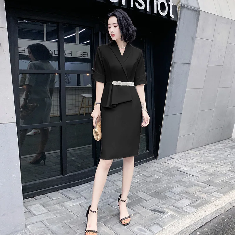 

2021 Spring Summer Office Dresses for Ladies Pencil Dress Suit black Women Elegant Formal Business Casual Work Plus Size XS-XXL