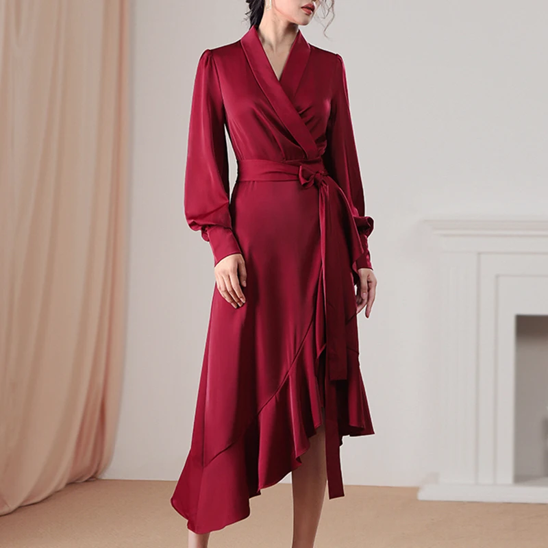 Женское асимметричное платье Max Spri элегантное с v образным вырезом длинным