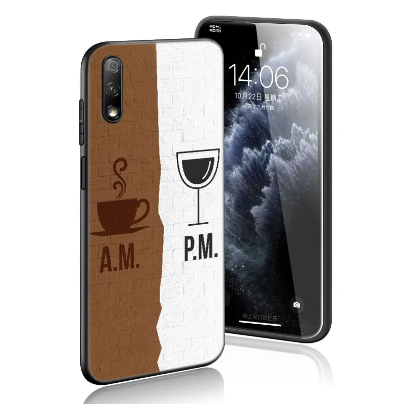 Coffee Wine Cup Case For Huawei Honor 10X Lite 7A 8A 9X 20 Pro 7S 8C 8S 8X 9A 9C 10i 20i 30i 20E 20S 8 10 Lite Black Cover images - 6
