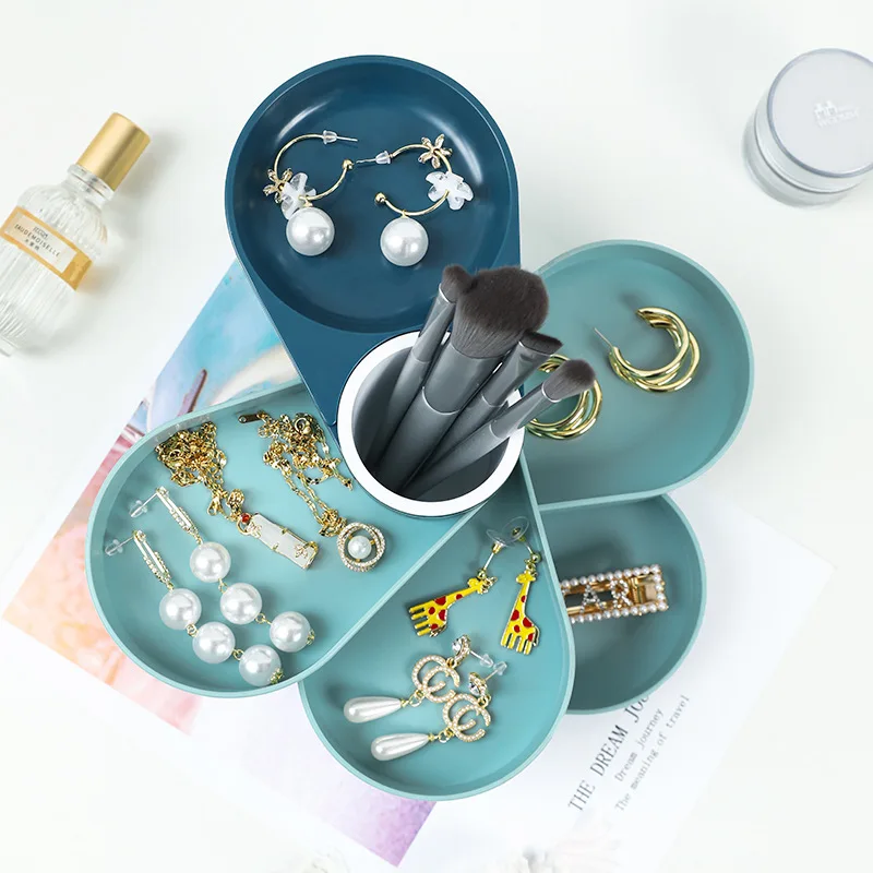 Green Rotatable Jewelry Display Organizer Large Rings Earrings Necklace Makeup Holder Cases Multi-layer Jewelry Box For Women