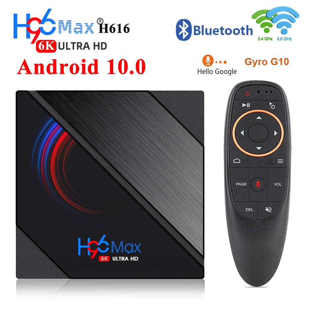 2020 H96 Max Android 10 ТВ Box Allwinner H616 4 Гб оперативной памяти 32 встроенной 64 ГБ 6K HD 5G Wi-Fi BoxTv