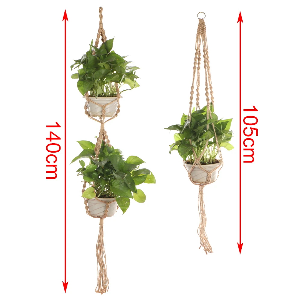 Vintage Jute Rope Flowerpot Hanging Plant Hanger Basket Handmade Knitted Flower Pot Holder Garden Decoration | Дом и сад