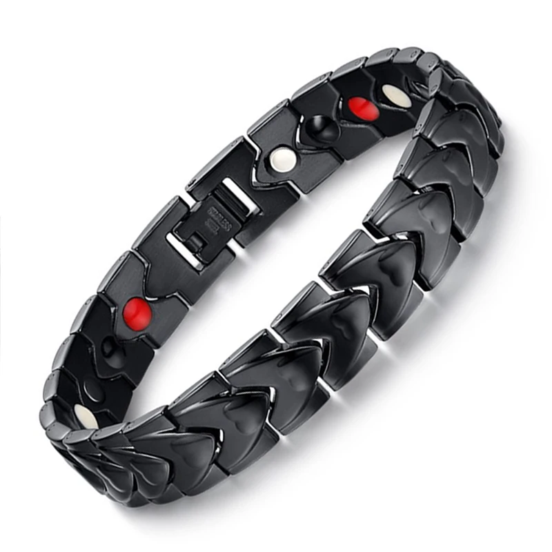 

love bracelet Unique LOVE heart design natural germanium stone healty magnetic black bracelet for men stainless steel jewelry
