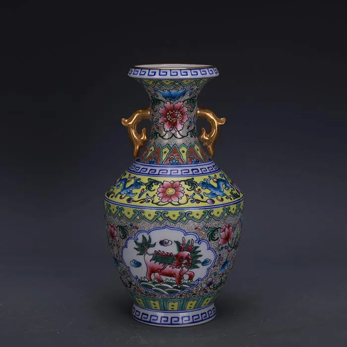 Античная цветная эмалированная керамическая Цветочная ваза в китайском стиле |