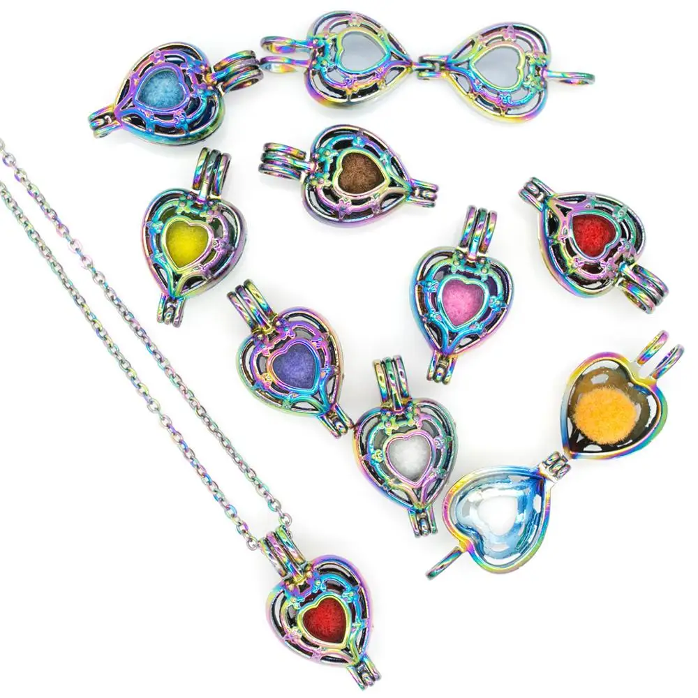 REYOW 1 шт. Радужный полый цветок сердце Устрица жемчужная подвеска в форме клеток