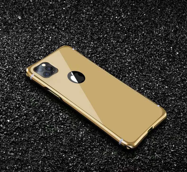 Роскошный Алюминиевый Чехол для iPhone 11 Pro металлический чехол для iPhone 11 Pro Max жесткий чехол для телефона iPhone 11 11Pro противоударный чехол - Цвет: Золотой