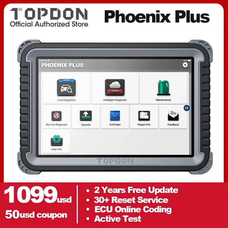 Автомобильный диагностический инструмент Topdon Phoenix Plus OBD2 II полнофункциональная