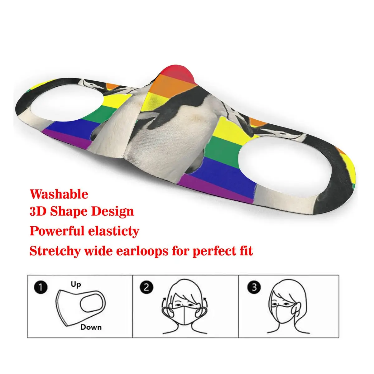 

Mouth Mask Gay Flag Penguins Dust Face Masks Cover Washable & Reusable for Adult Student Kids