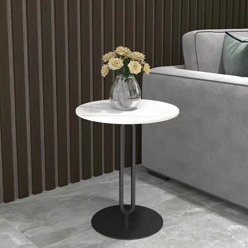 

Italian Minimalist Iron Art Rock Board Living Room Round Coffee Table Sofa Balcony Side Coffee Table طاولةقهوة консольмебель